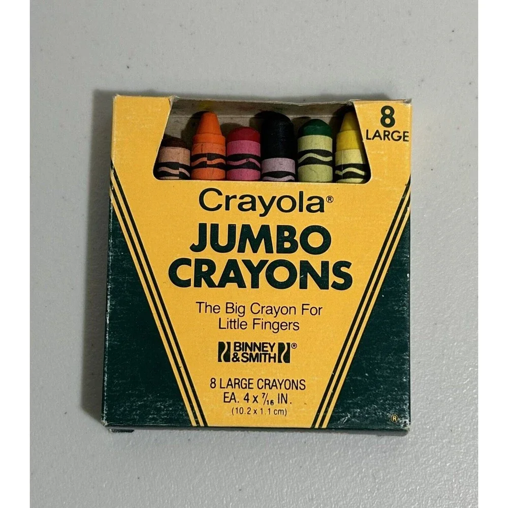 Vintage 80s Crayola 8 Pack Jumbo Crayons Box, Binney & Smith - Lot Of 2 Boxes